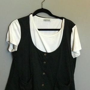 Asymmetric T-shirt W/Attached Black Vest. Size XL